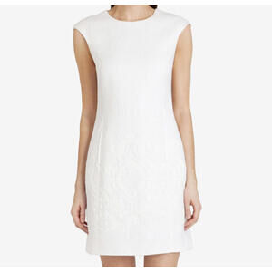 TED BAKER white Zalad Jacquard cap sleeve knee length dress sz 4